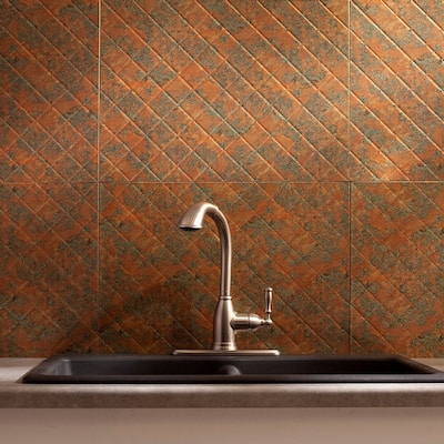 Fasade Quilted Decorative Vinyl 18in x 24in Backsplash Panel in Copper Fantasy