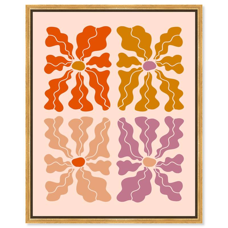 Four Flowers Poster Canvas by Art Remedy - 24" x 30" - Gold
