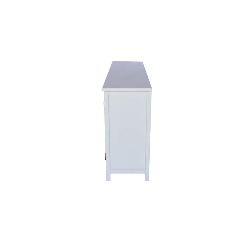 60"White Accent Cabinet With 4 Doors,Rustic Wood Sideboard Pantry Cabinet-Versatile Buffet Cabinet With Storage