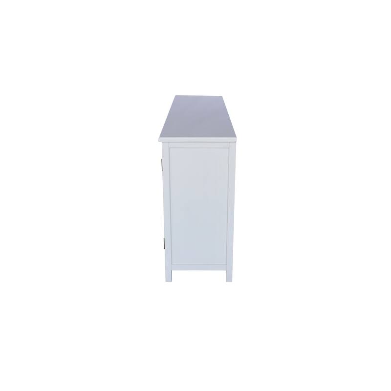 60"White Accent Cabinet with 4 Doors, Rustic Wood Sideboard Pantry Cabinet - Versatile Buffet Cabinet with Storage