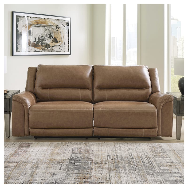 Signature Design by Ashley Trasimeno Caramel Power Reclining Sofa - 92" W x 40" D x 42" H - 92" W x 40" D x 42" H - Caramel