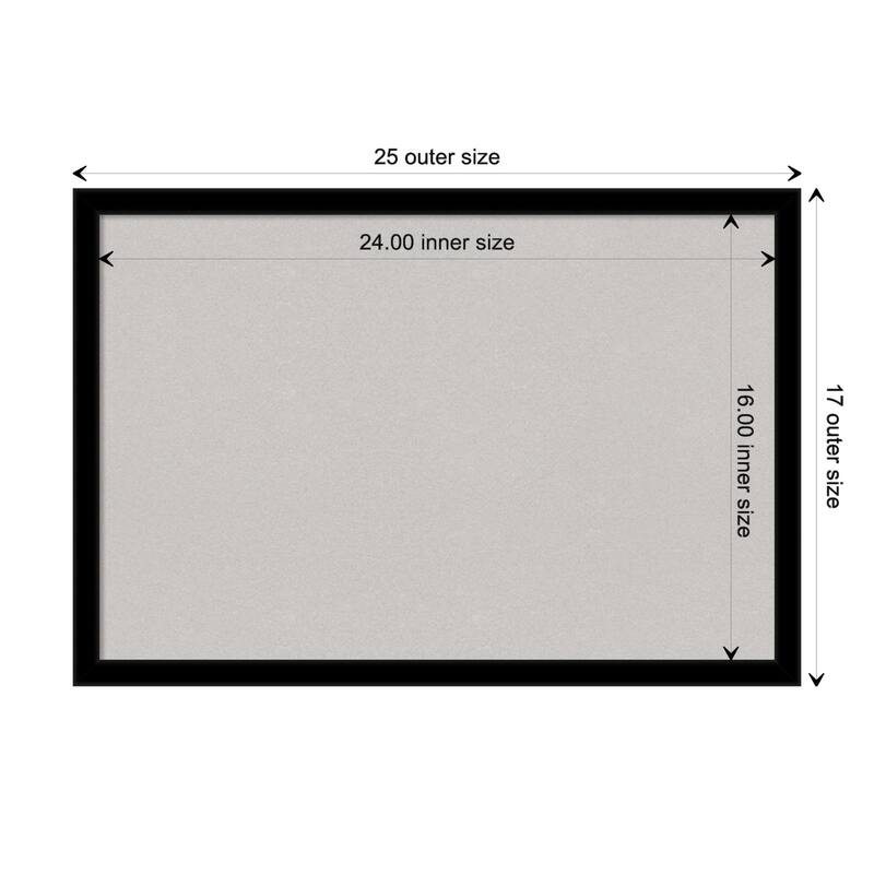 Jet Black Framed Grey Corkboard Bulletin Board - Board Size 24x16