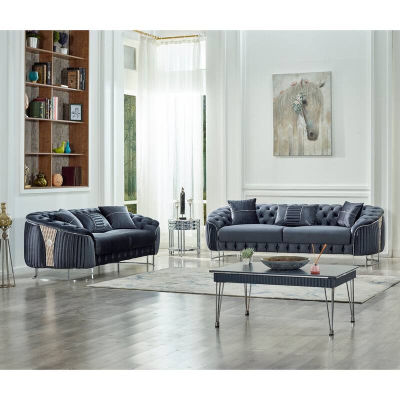 Lucca Comfortable Modern 2 seat Love Seat - Dark Grey