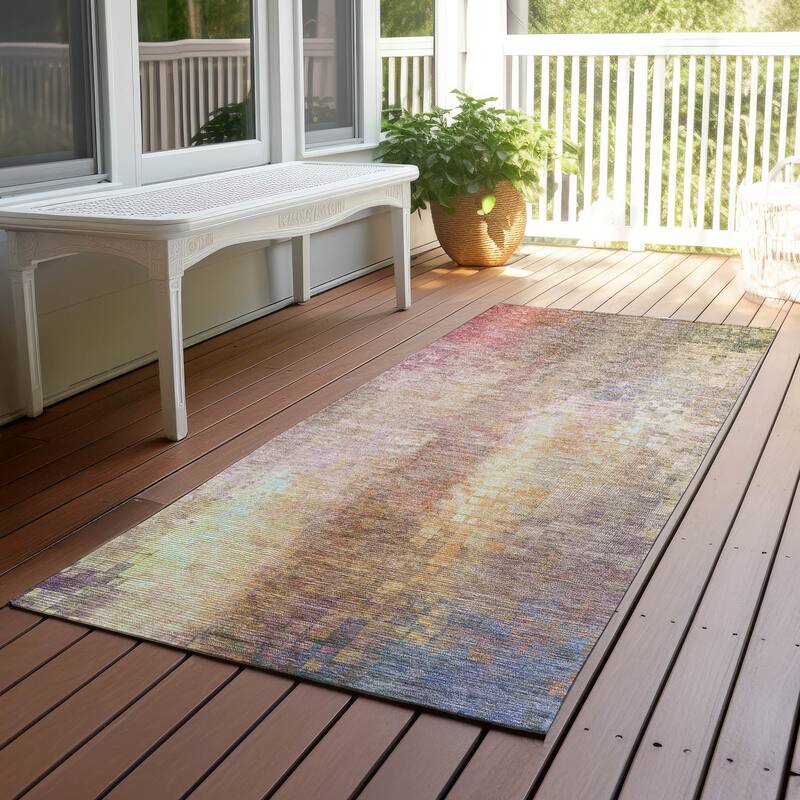 Machine Washable Indoor/ Outdoor Abstract Ombre Chantille Rug - Blush - 2'3" x 7'6"