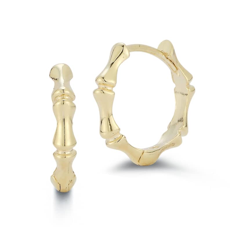 Soleil 14K Gold Bamboo Huggie Hoop Earrings