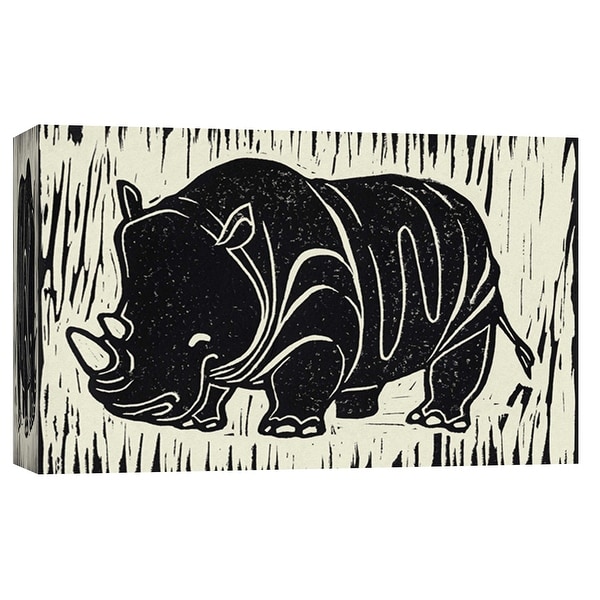PTM Images 9-103695 PTM Canvas Collection 8" x 10" - "Rhino Linocut" Giclee Rhinoceroses Art Print on Canvas