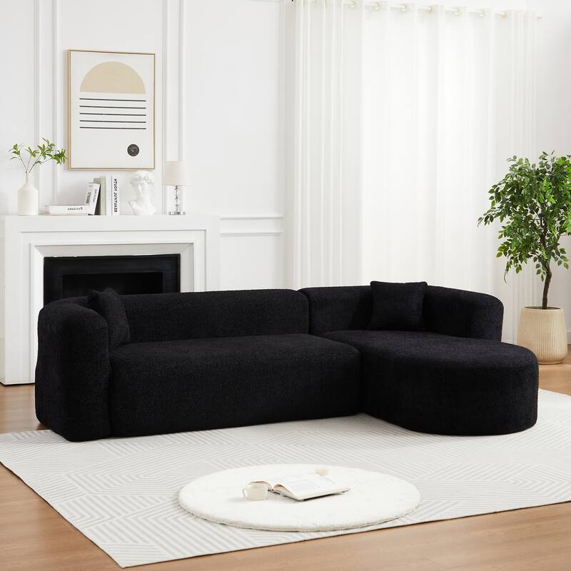 L-Shaped Modular Sectional Sofa, Comfy Chenille Boneless Cloud Couch, Corner Deep Seat Sofa with 2 Throw Pillows