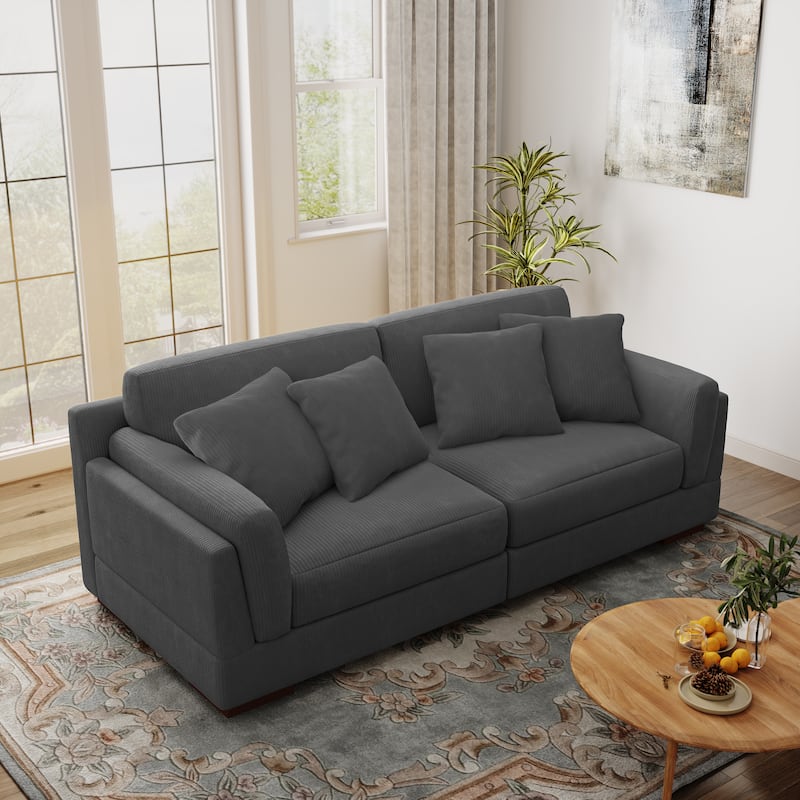 90.2"W Corduroy Upholstered Living Room Sofa