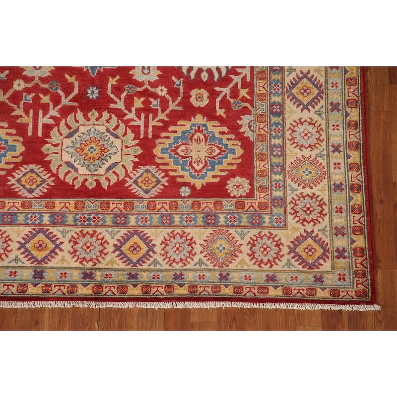 Red Kazak Oriental Area Rug Handmade Living Room Wool Carpet - 6'1" x 8'9"