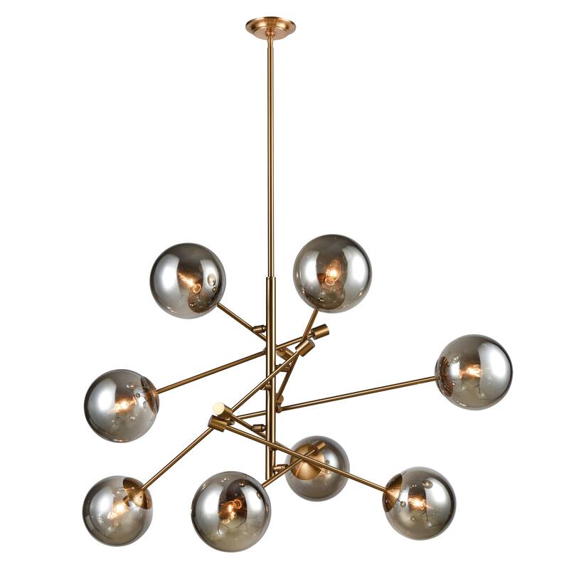 Elk Home Accelerated Brass With Smoked Glass 8 Light Chandelier