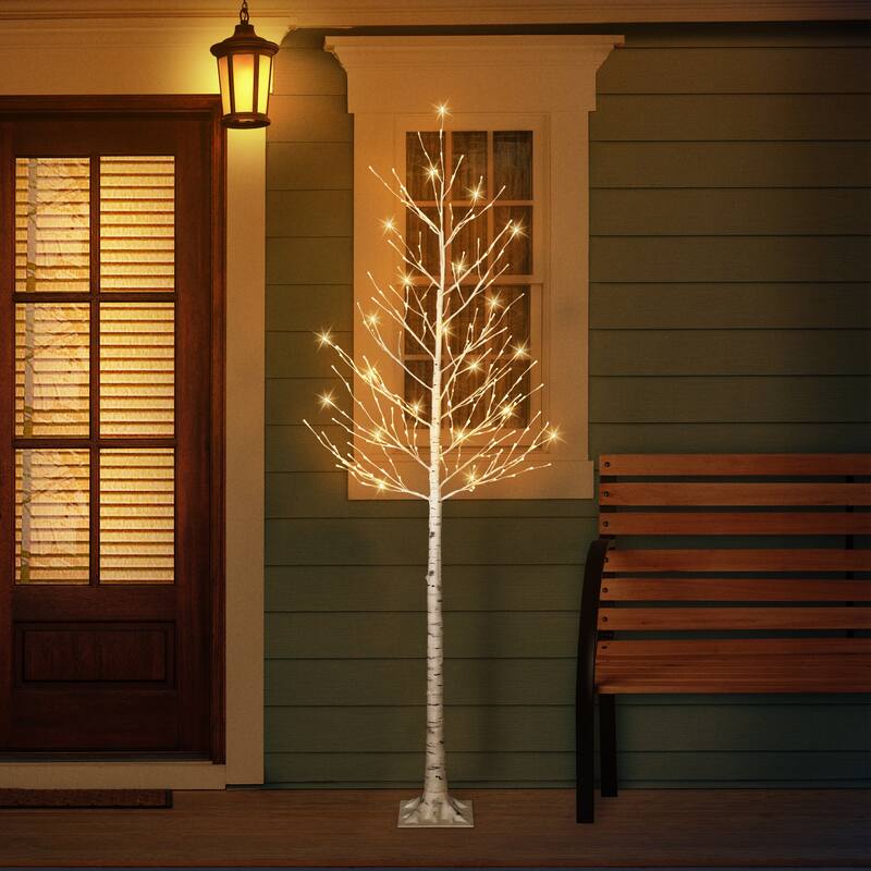 Puleo International 8 ft. Pre-Lit White Artificial Twig Tree