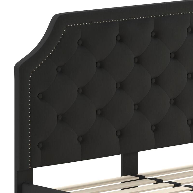 Arched Tufted Upholstered Platform Bed