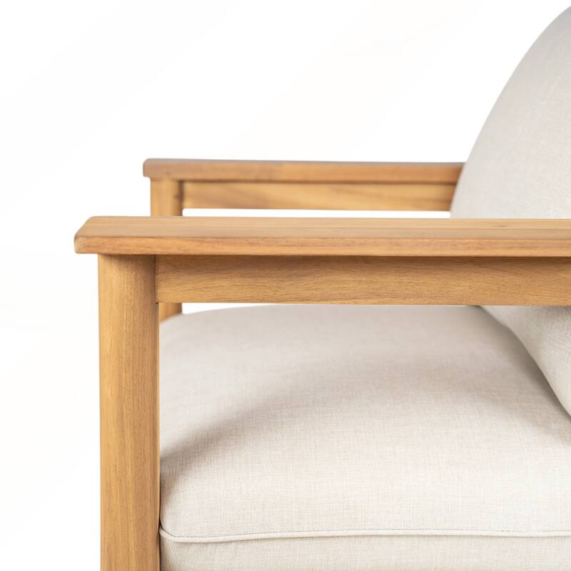 Outdoor Acacia Wood Lounge Chair Set of 2