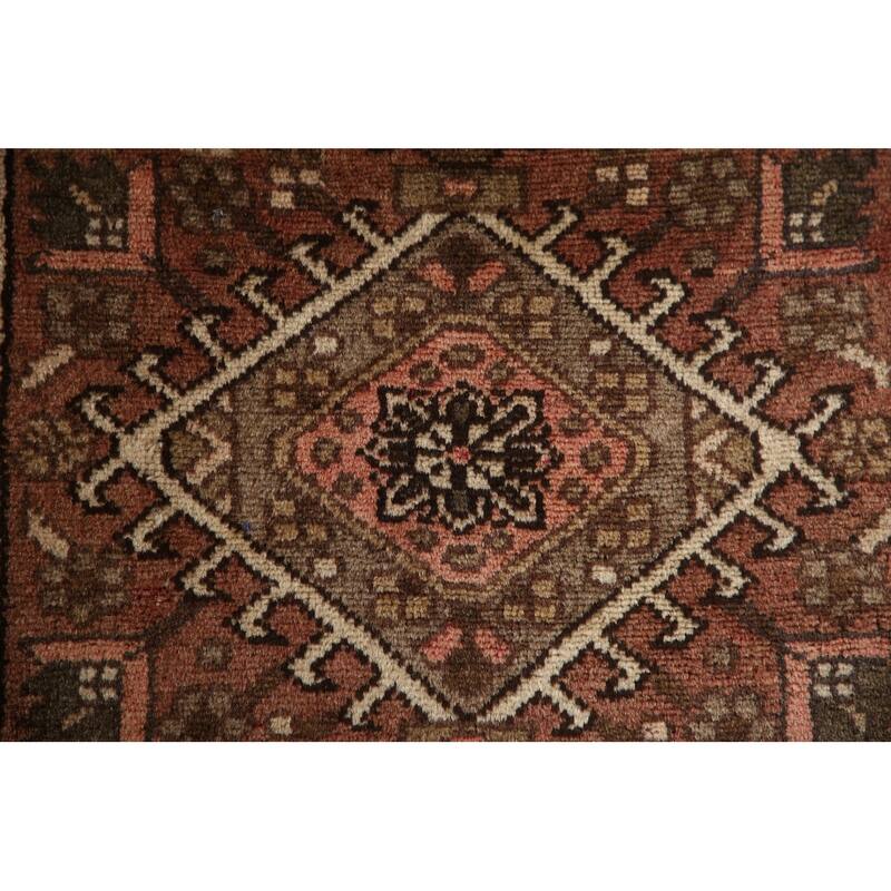 Orange Gharajeh Persian Vintage Runner Rug Handmade Wool Carpet - 1'10"x 7'5"