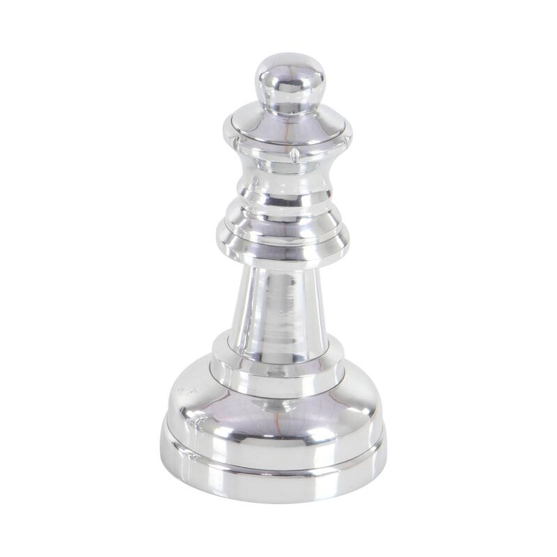 CosmoLiving by Cosmopolitan Silver or Dark Gray Aluminum Metal Chess Sculpture with Knight, Queen and King (Set of 3)