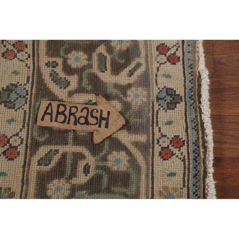 Gray Geometric Tabriz Persian Vintage Area Rug Handmade Wool Carpet - 9'10"x 12'11"