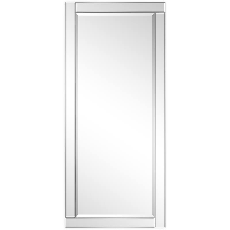 Moderno Beveled Rectangle Wall Mirror, Solid Wood Frame,1"-Beveled Center Mirror, Ready to Hang - Clear - 24 in. x 54 in. x 1.18 in.
