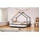 preview thumbnail 48 of 47, Twin Size Metal House Bed with Trundle and Roof for Kids' Rooms