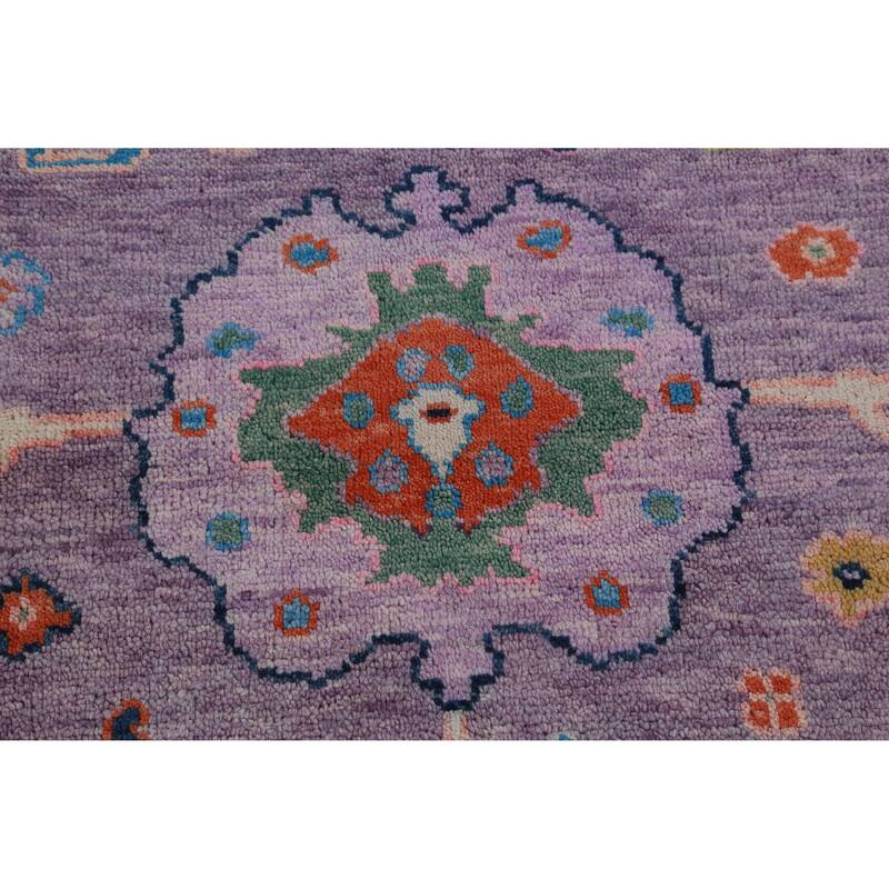 Hand Knotted Oriental 100% Wool Carpet Transitional All-Over Purples Oushak Area Rug - 15' 10'' X 7' 11''