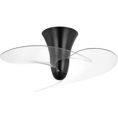 Beal Collection 33.19-in. Two-Blade Matte Black Modern Ceiling Fan with Clear Blades - 33.19 in x 33.19 in x 13.94 in