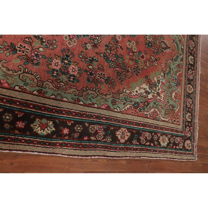 Hamedan Persian Vintage Area Rug Hand-Knotted Wool Carpet - 6'8" x 9'7"