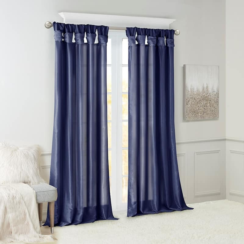 Twist Tab Lined Window Curtain Panel 50x108" - Navy