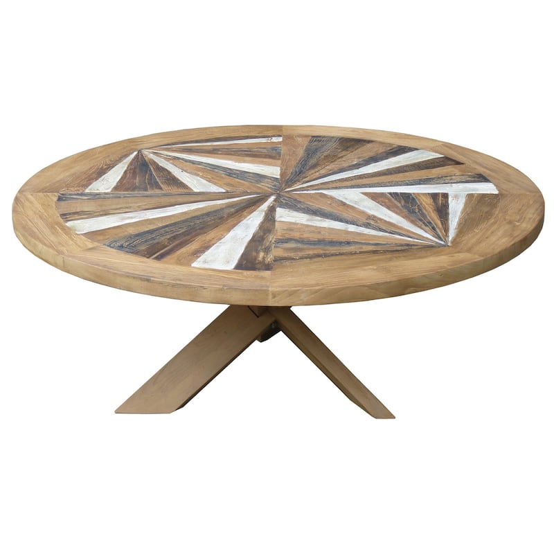 Chic Teak Tuscany Round Recycled Teak Wood Coffee Table, 40 inch