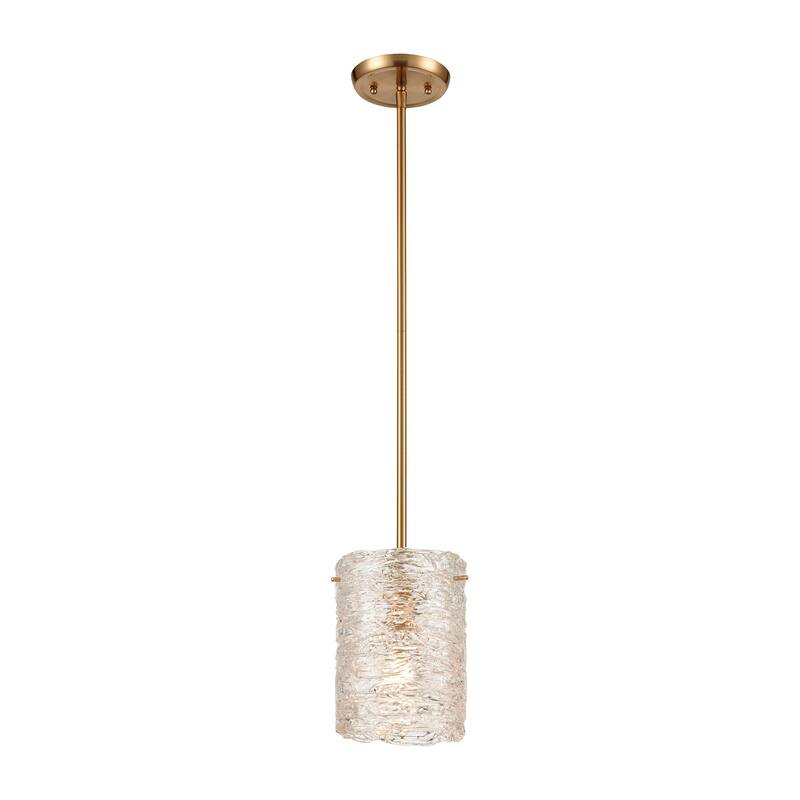 Elk Home Chiseled Ice Satin Brass With Textured Glass 1 Light Pendant