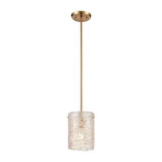 Elk Home Chiseled Ice Satin Brass With Textured Glass 1 Light Pendant