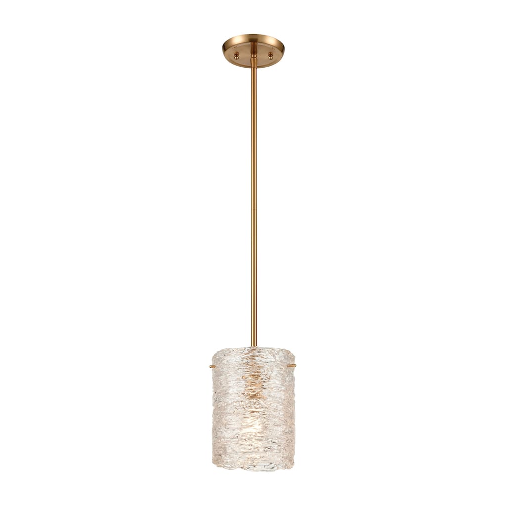 Elk Home Chiseled Ice Satin Brass With Textured Glass 1 Light Pendant