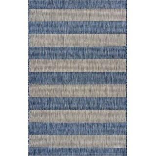 5' X 7' Navy Stripes Indoor Outdoor Area Rug - 6' x 7' - Bed Bath ...