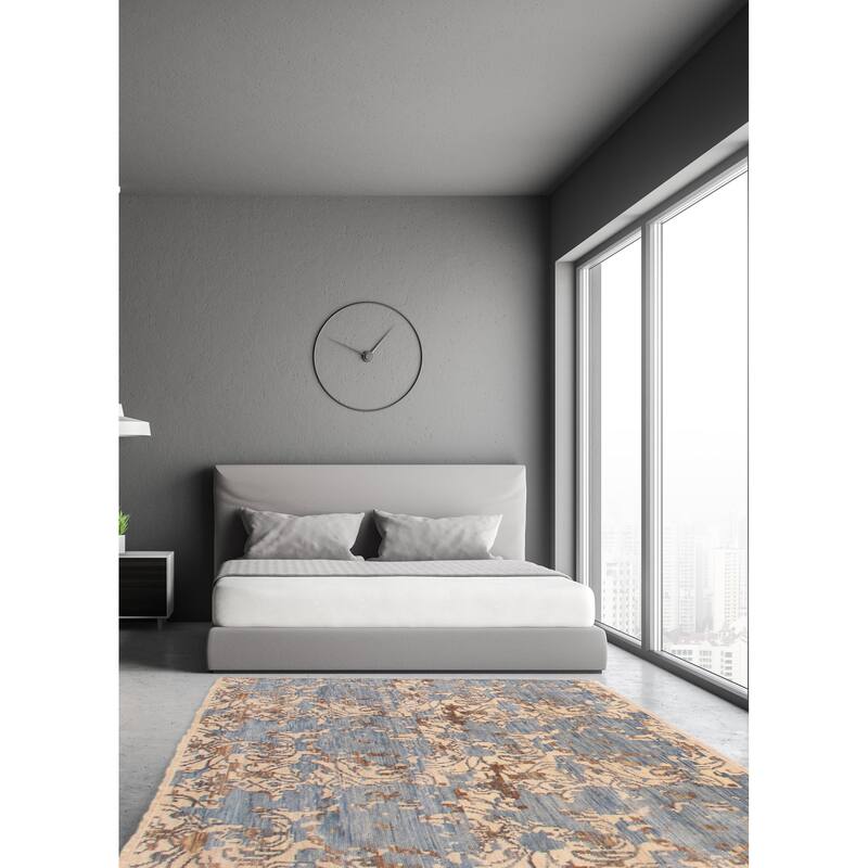 ECARPETGALLERY Hand-knotted Mystique Blue Wool Rug - 5' 10" x 5' 11"