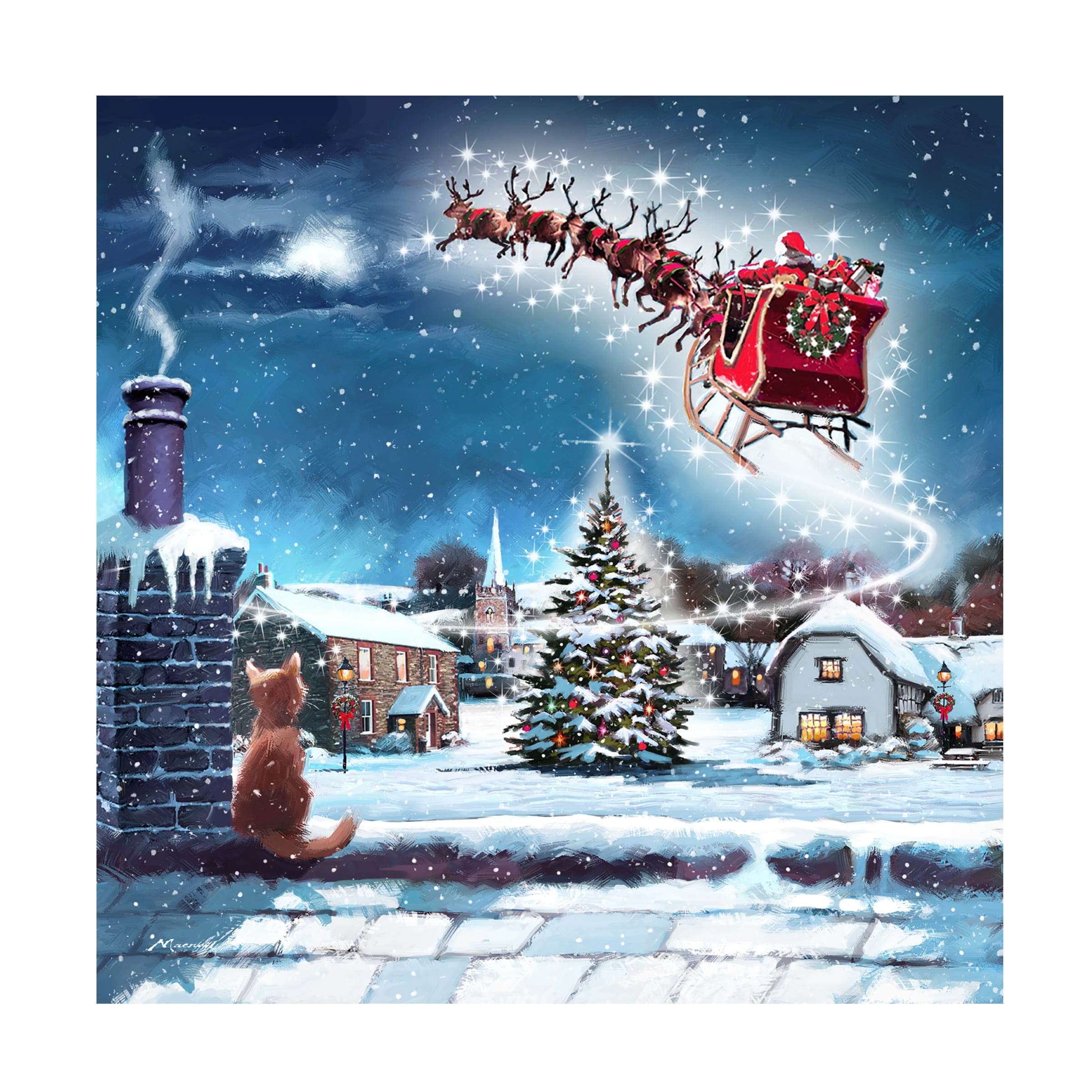 The Macneil Studio 'Santa and Cat' Canvas Art