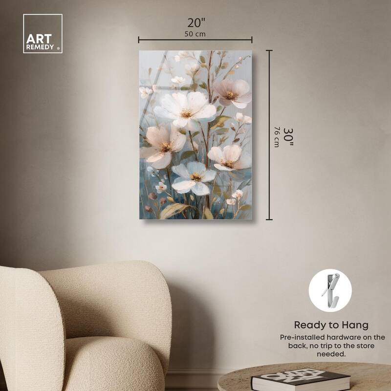 Vintage White Meadow Acrylic by Art Remedy, Ready to Hang