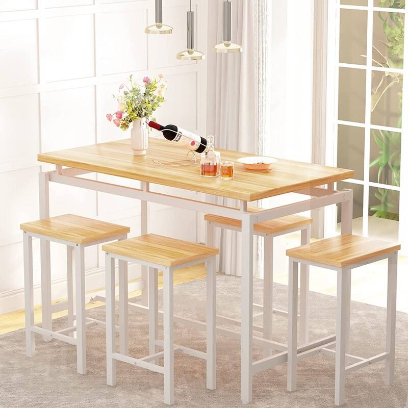 Mieres Modern Farmhouse Counter Height Pub 5-piece Dining Set - Beige