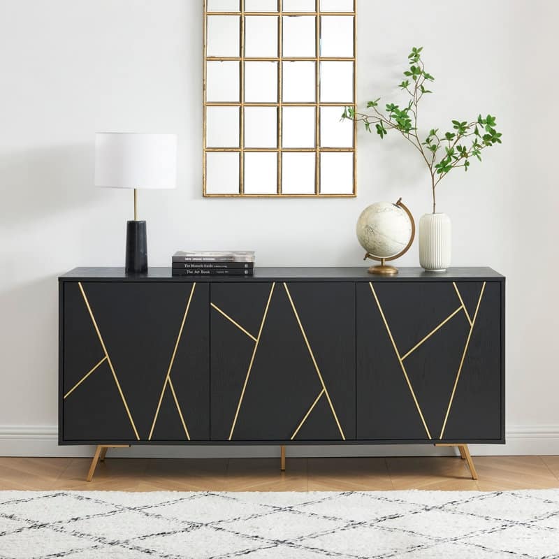63'' W Wood Buffets and Sideboards Storage Cabinet - Black