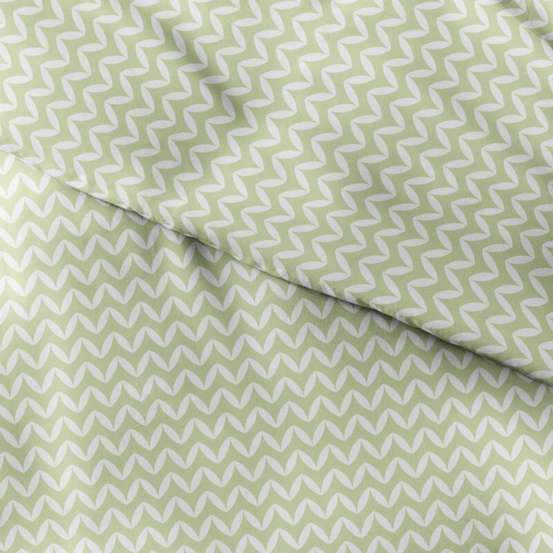 Becky Cameron Oversized 3-piece Printed Duvet Cover Set - Puffed Chevron - Sage - Twin - Twin XL