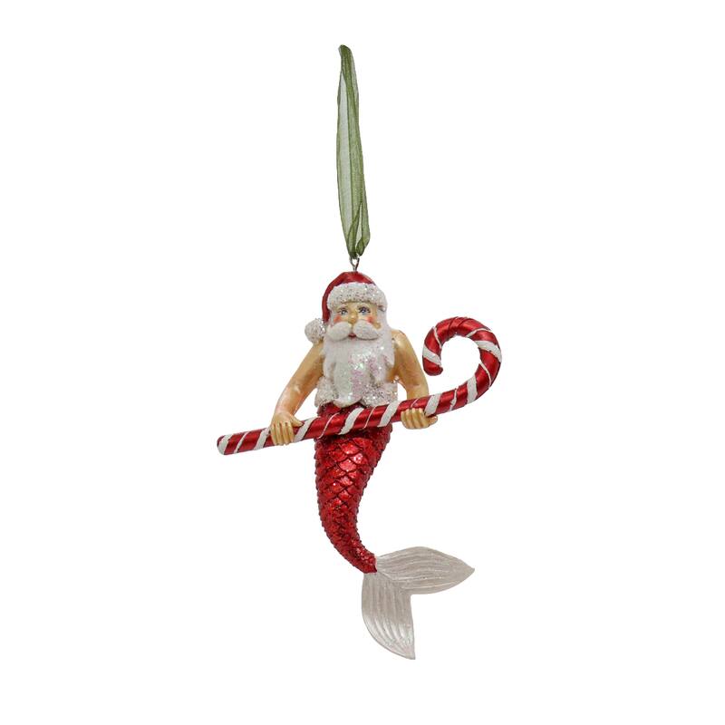 National Tree Company HGTV Home Collection Glass Santa Merman Ornaments, Set of 4 - 5 in