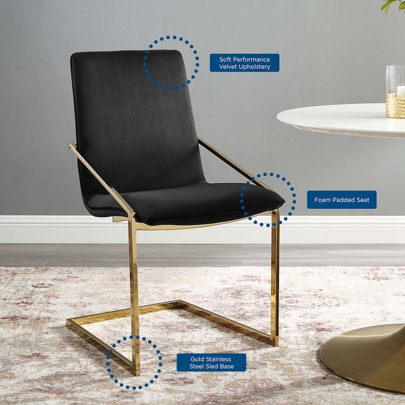 Silver Orchid Wlach Velvet Dining Armchair