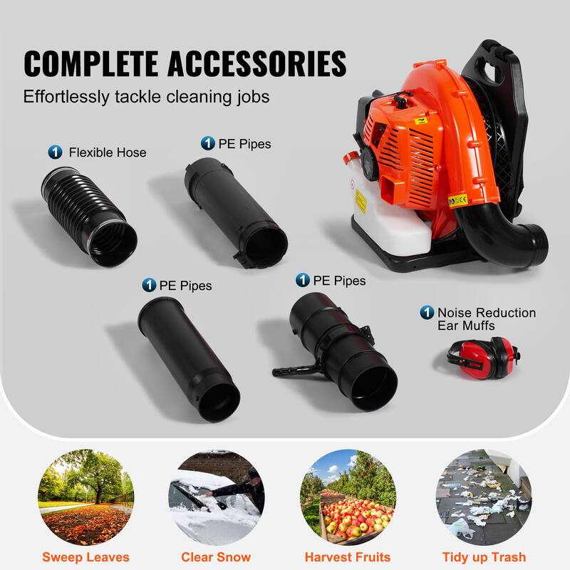 Backpack Leaf Blower, Gas Leaf Blower, Ideal for Lawn Care, Leaf Cleaning, and Snow Removal