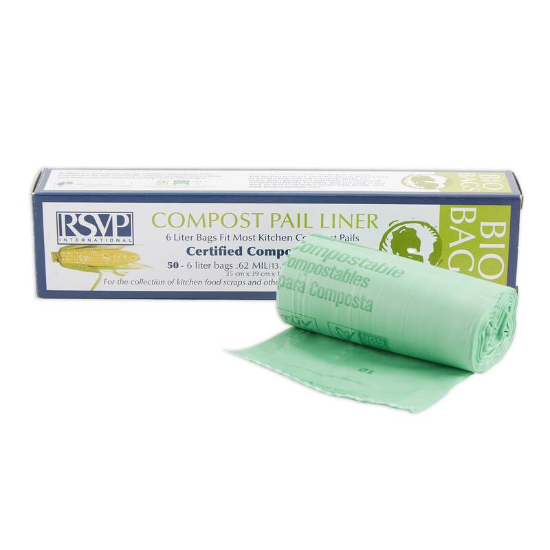 6 Liter Biobag (50 Count) - 1 Gallon Compostable Bags - 1 Gallon Compostable Bags - Green