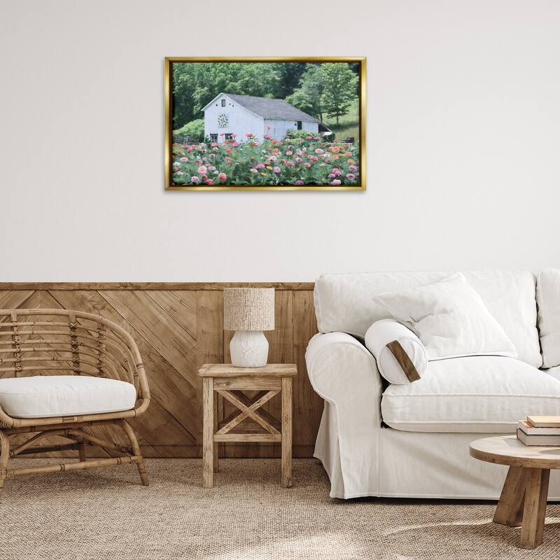Stupell Countryside House in Garden Framed Floater Canvas Wall Art Design By Lori Deiter