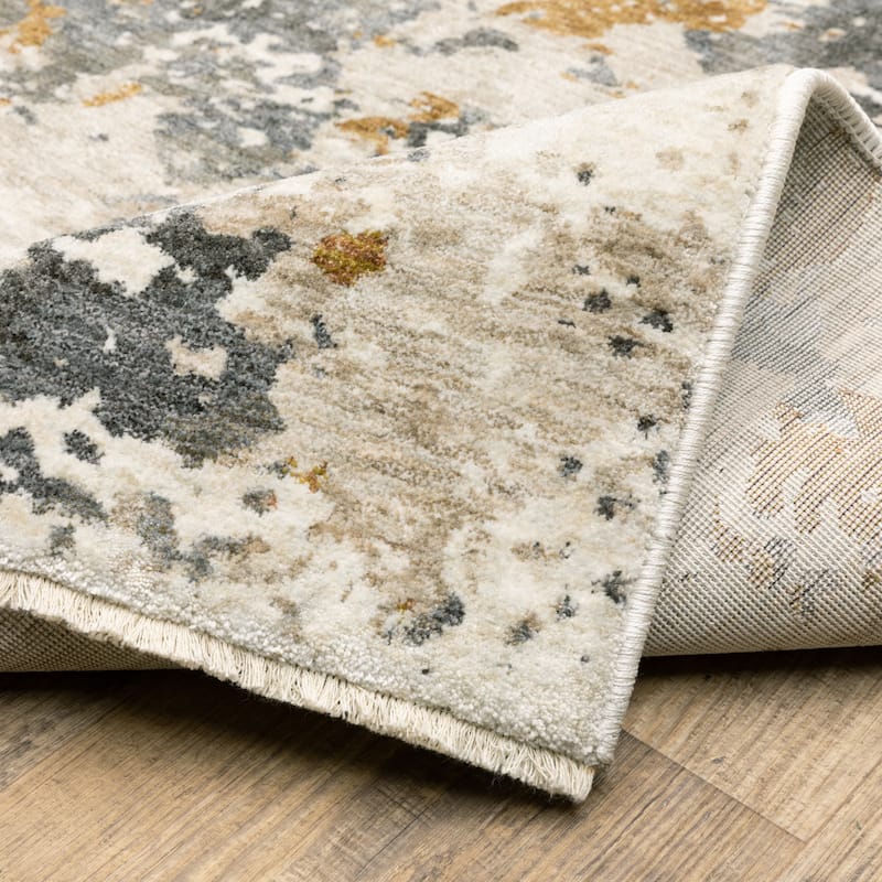 Style Haven Hendrix Mottled Abstract Beige/Grey Fringe Edge Area Rug