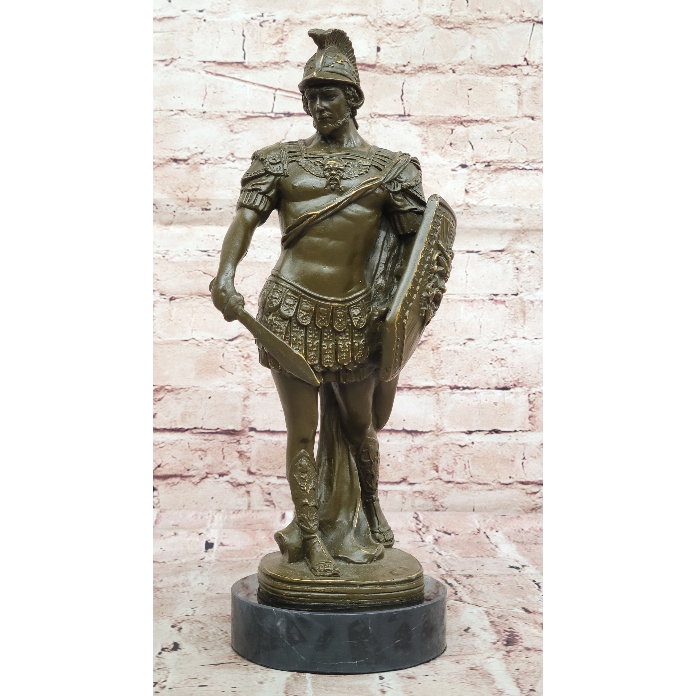 Bronze Roman Warrior Statue - Handcrafted Greek Soldier Sculpture Decor