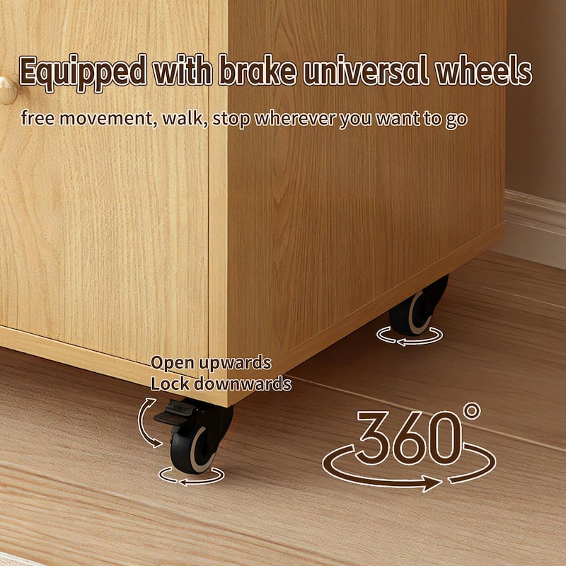 Anmytek 360 Rotating Corner Bookshelf with Wheels Space Saving Storage for Small Rooms