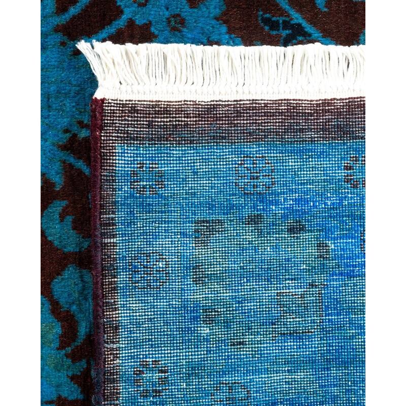 Overton Hand Knotted Wool Vintage Inspired Modern Contemporary Overdyed Blue Area Rug - 4' 1" x 6' 1"