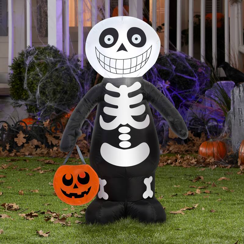Gemmy Airblown Skeleton Boy, 3.5 ft Tall, Multicolored