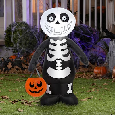 Gemmy Airblown Skeleton Boy, 3.5 ft Tall, Multicolored