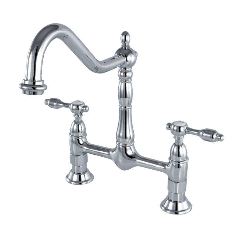 Kingston Brass Tudor Brass Double Handle Kitchen Faucet - Polished Chrome