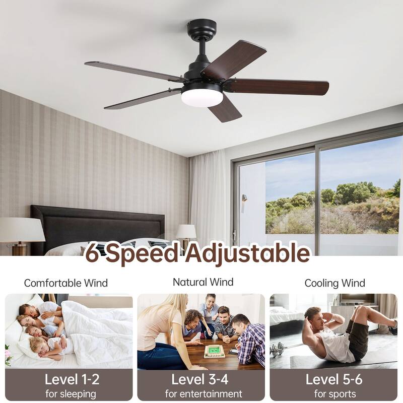 Sofucor 42 Inch Low Profile Ceiling Fan with Light and Remote Control,for Bedroom Living Room Kitchen Patio,Quiet DC Motor